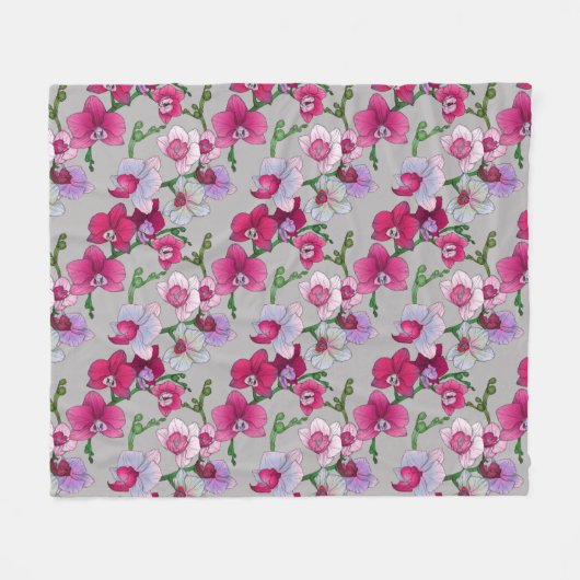 Rosa Orchideen in der Blüte Fleecedecke (Vorderseite (Horizontal))