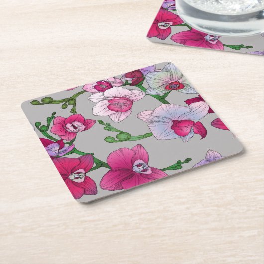 Rosa Orchideen in der Blüte Rechteckiger Pappuntersetzer (angewinkelt)