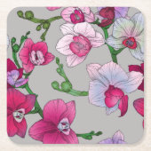 Rosa Orchideen in der Blüte Rechteckiger Pappuntersetzer (Vorderseite)