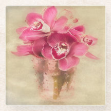 Rosa Orchideen in Vase