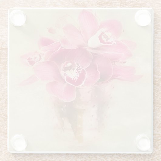 Rosa Orchideen in Vase Glasuntersetzer (Rückseite)