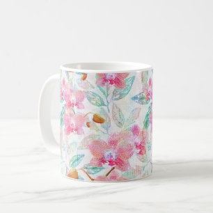 Rosa Orchideen. Kaffeetasse