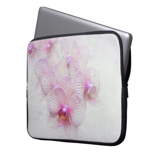Rosa Orchideen Laptopschutzhülle (Vorderseite Links)