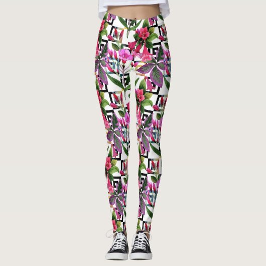 Rosa Orchideen Leggings (Vorderseite)