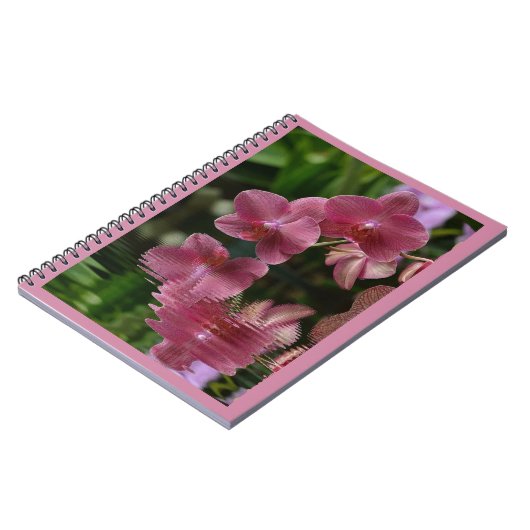 Rosa Orchideen mit Reflektionen Notizblock (Linke Seite)