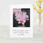 Rosa Orchideen mit Regentropfen zum Beileid Karte (Gelbe Blume)