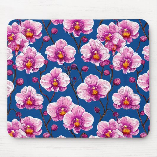 Rosa Orchideen-Muster Mousepad (Vorne)