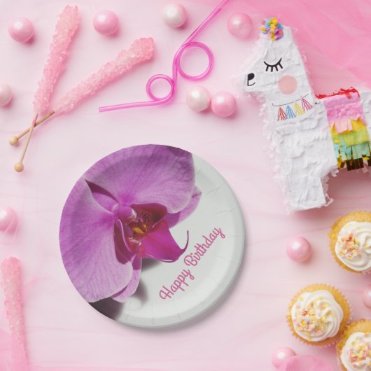 Rosa Orchideen Pappteller (Party)