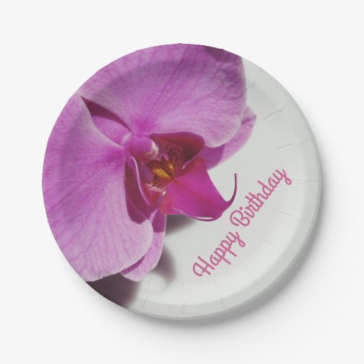Rosa Orchideen Pappteller (Vorderseite)