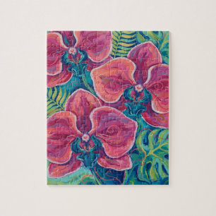 Rosa Orchideen Tropische Blumenkunst Puzzle