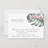 Rosa Orchideen Tropische Hochzeit RSVP mit Entreen Karte (Vorderseite)