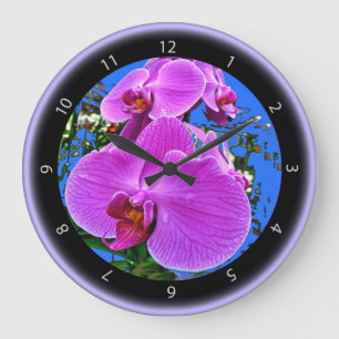 Rosa Orchideen-Uhr Große Wanduhr