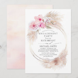 Rosa Orchideen und Pampas-Gras-Engagement Einladung