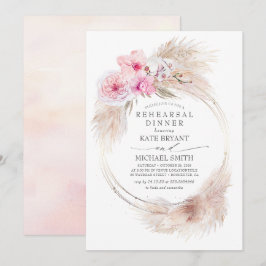 Rosa Orchideen und Pampas Grass Probe Abendessen Einladung