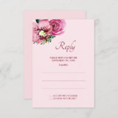 Rosa Orchideen und Rose Hochzeitskarten RSVP Karte (Vorne/Hinten)