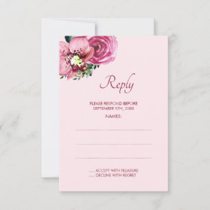 Rosa Orchideen und Rose Hochzeitskarten RSVP Karte