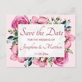 Rosa Orchideen und Rose Save the Date Ankündigungspostkarte