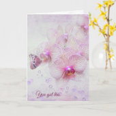 Rosa Orchideen und Schmetterlingsdenken Karte (Gelbe Blume)