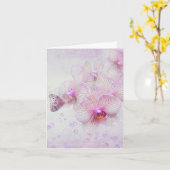 Rosa Orchideen und Schmetterlingskarte Karte (Gelbe Blume)
