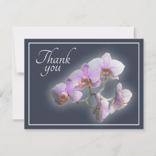 Rosa Orchideen vor grauem Hintergrund - Dankeschön Postkarte