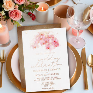 Rosa Orchideen-Wasserfarbe Altpapier Hochzeit Rosé Folieneinladung