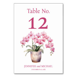 Rosa Orchideen Wasserfarbe Hochzeitsstimmung Tisch Tischnummer