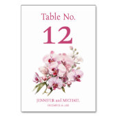 Rosa Orchideen Wasserfarbe Hochzeitsstimmung Tisch Tischnummer (Rückseite)