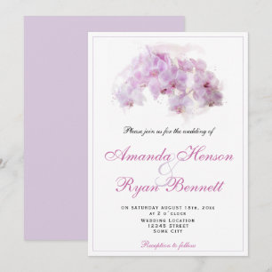 Rosa Orchideen-Wasserfarben-Blume Florale Hochzeit Einladung