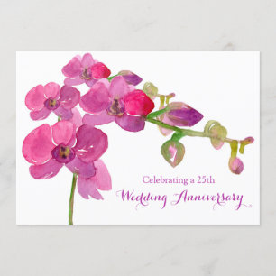 Rosa Orchideen zum 25. Hochzeitstag Einladung