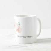 Rosa Orchideenblumen Mintgrüner Schmetterling Kaffeetasse (VorderseiteRechts)