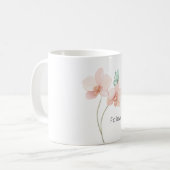 Rosa Orchideenblumen Mintgrüner Schmetterling Kaffeetasse (Vorderseite Links)