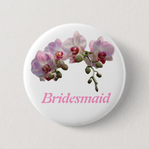 rosa Orchideenblüten Brautjungfer Hochzeitsansteck Button