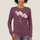 Rosa Orchideenblüten Mintgrüne Motte Tri-Blend Shirt (Vorderseite)