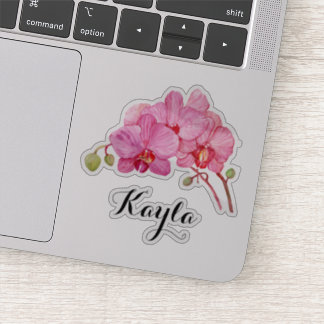 Rosa Orchideenblüten mit Ihrem Namen Vinyl Aufkleber