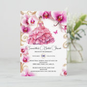 Rosa Orchideenblütenblütenbraun als Blume Einladung (Stehend Vorderseite)