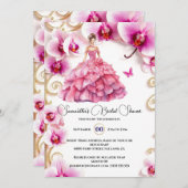 Rosa Orchideenblütenblütenbraun als Blume Einladung (Vorne/Hinten)