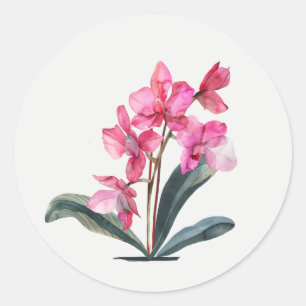 Rosa Orchideengarten-Blumen-Blumenkunst Runder Aufkleber