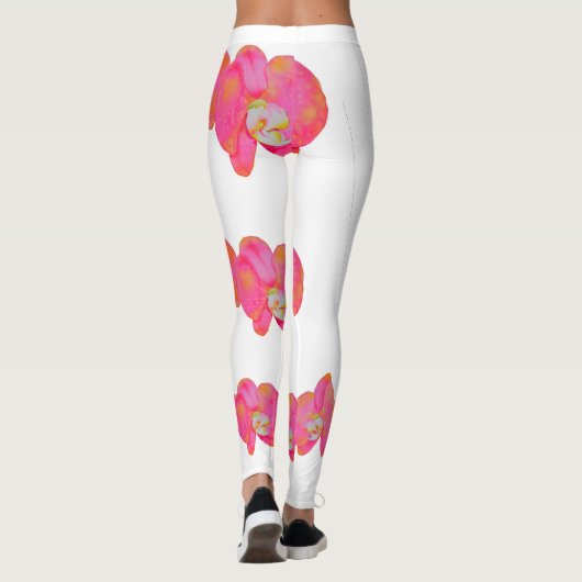 Rosa Orchideenmalerei Leggings (Rückseite)