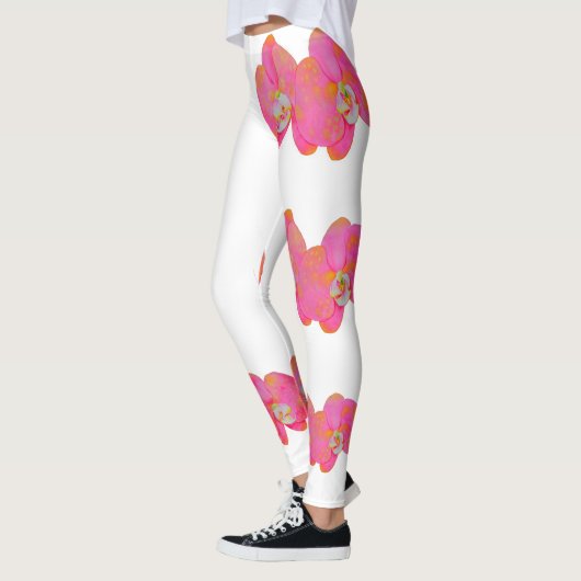 Rosa Orchideenmalerei Leggings (Links)