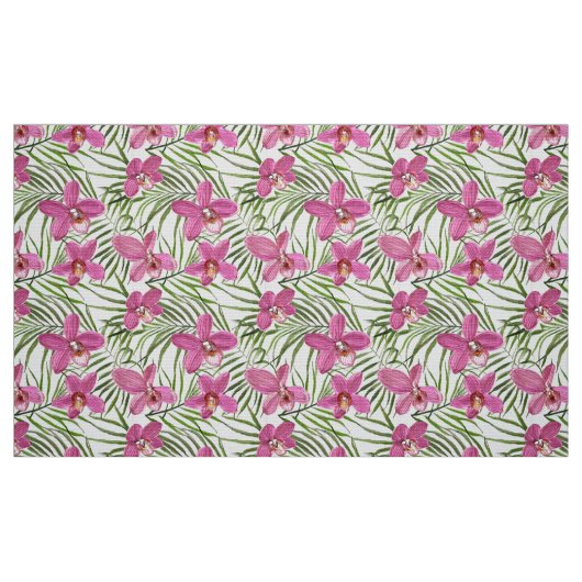 Rosa Orchideenmuster Stoff (Fat Quarter (45,7 x 55,9 cm))