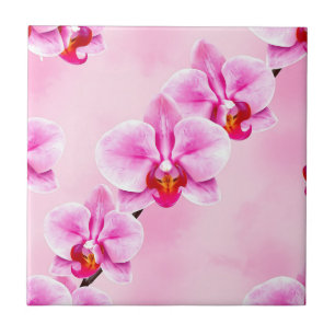 Rosa Orchideenmuster Tropische Blumen Soft Pastell Fliese