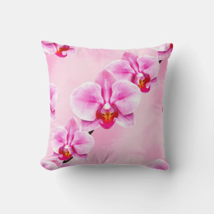 Rosa Orchideenmuster Tropische Blumen Soft Pastell Kissen