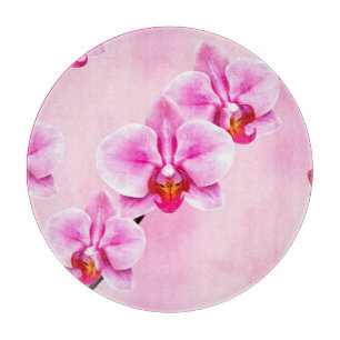 Rosa Orchideenmuster Tropische Blumen Soft Pastell Schneidebrett