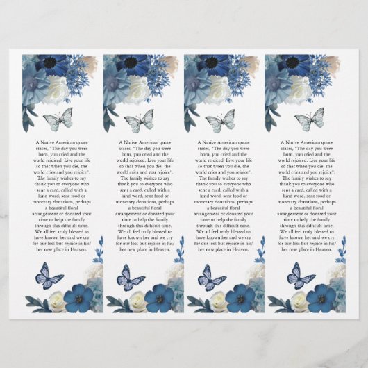 Rosa Orchids Hummingbird Beerdigung Programm Flyer (Hinten)