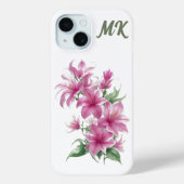 Rosa Orientalische Blume Monogram Phone Case (Rückseite)