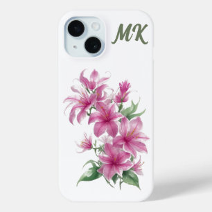 Rosa Orientalische Blume Monogram Phone Case