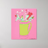 Rosa originale Blume in einer Tasse Leinwanddruck (Vorderseite)