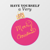 Rosa Ornament Ball Frohe Weihnachten Fensteraufkleber (Blatt)