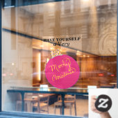 Rosa Ornament Ball Frohe Weihnachten Fensteraufkleber (Café-Fenster)