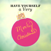 Rosa Ornament Ball Frohe Weihnachten Fensteraufkleber (Blatt 3)